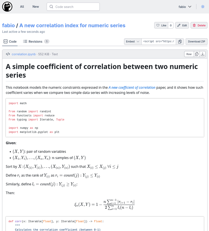 Screenshot of a Jupyter notebook rendered in OpenGist
